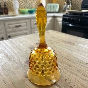 Vintage Amber Hobnail Glass Bell